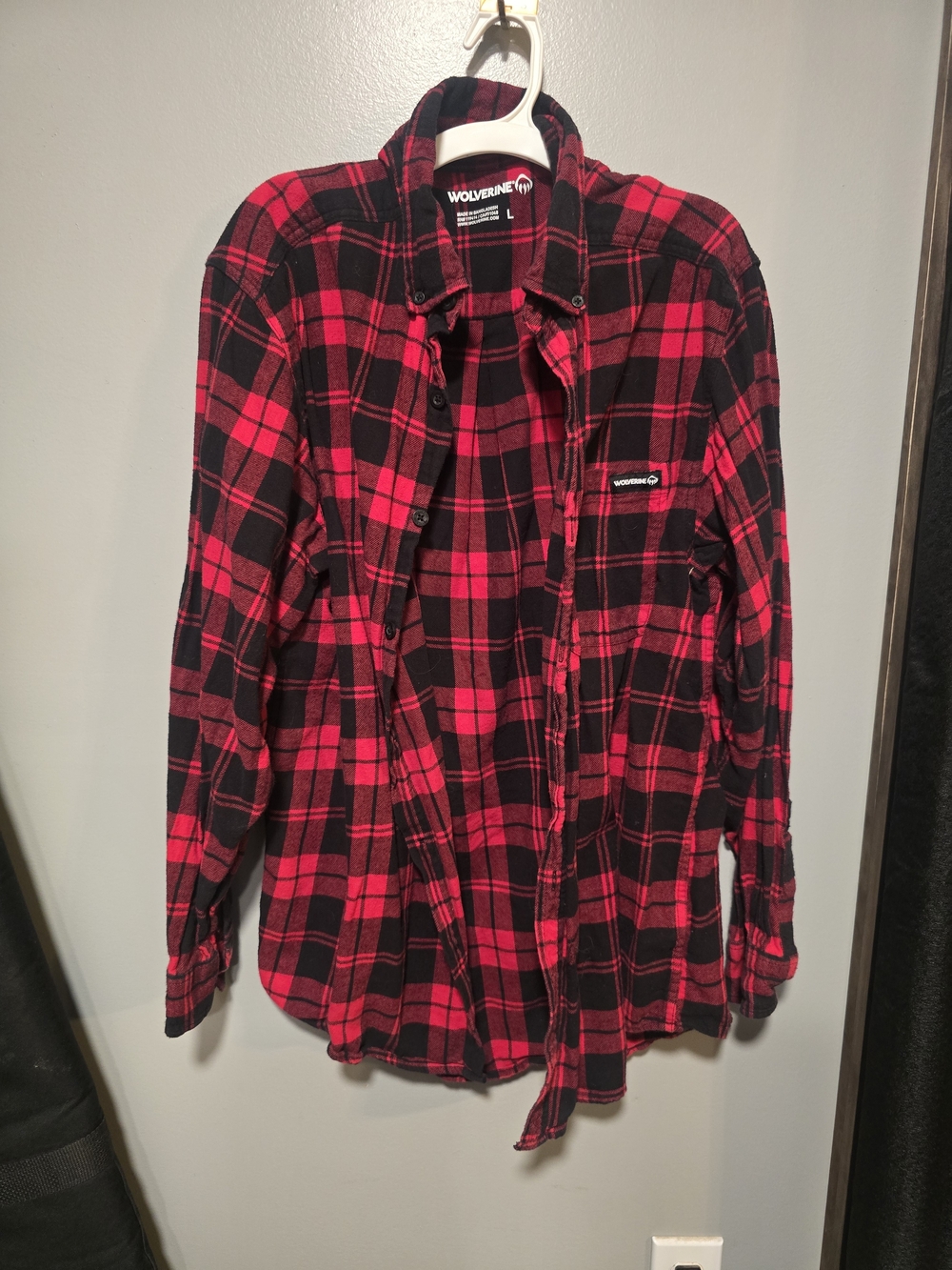Wolverine Red and Black Plaid Flannel Button-Down Shirt
